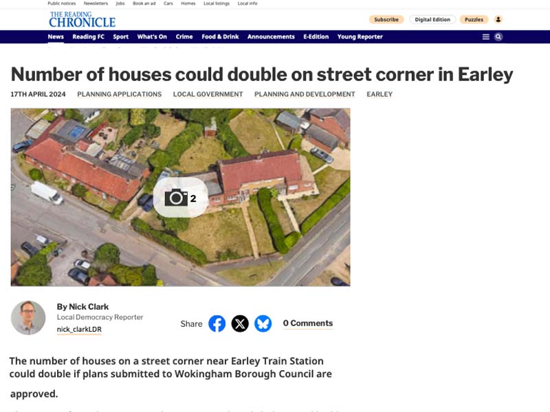 media 20250418 reading chronicle number of houses could double on street corner in earley archdezine